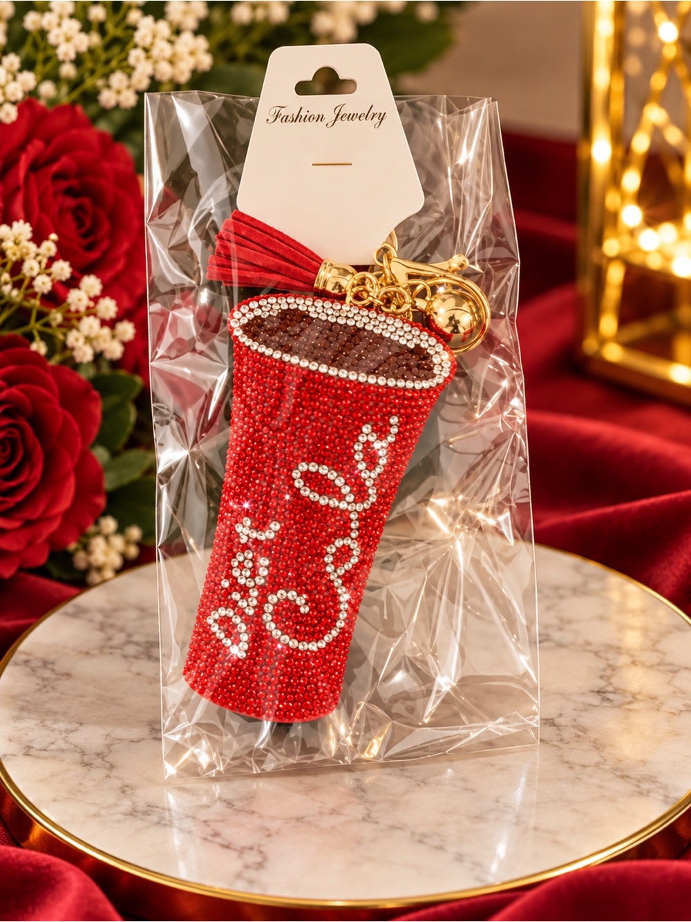 Diet Cola Red Crystal Cup Key & Charm